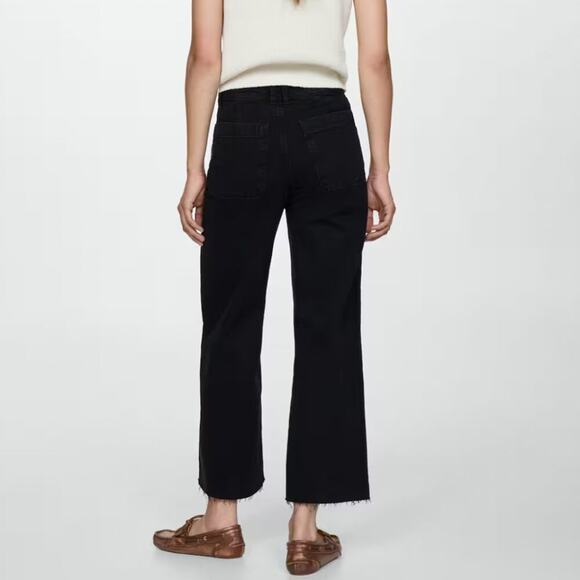 Mango Culotte Cropped High Waist Black Jeans - Picture 2 of 9
